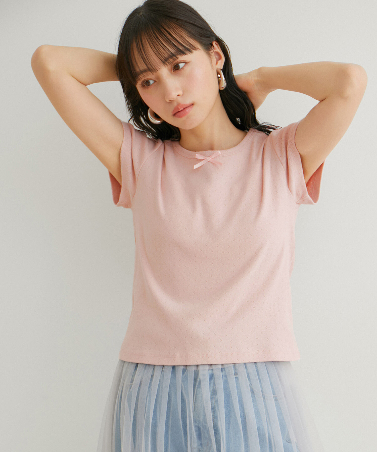 VIS「【WEB/一部店舗限定】パターンメッシュミニＴシャツ」|Tシャツ・カットソー|