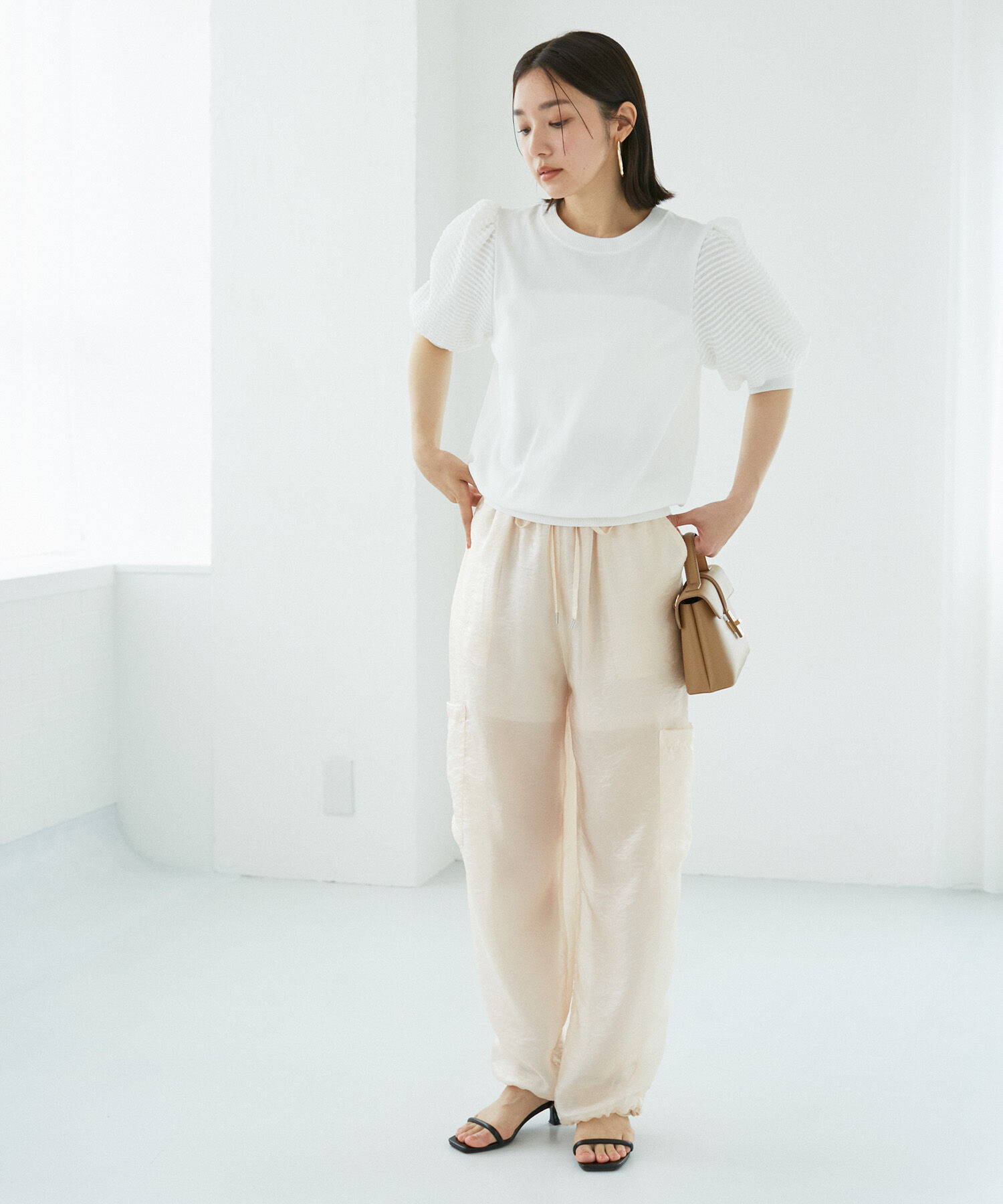 VIS「【夏トップス総選挙/お気に入り登録No.1】袖シアードッキングニット」|ニット・セーター|