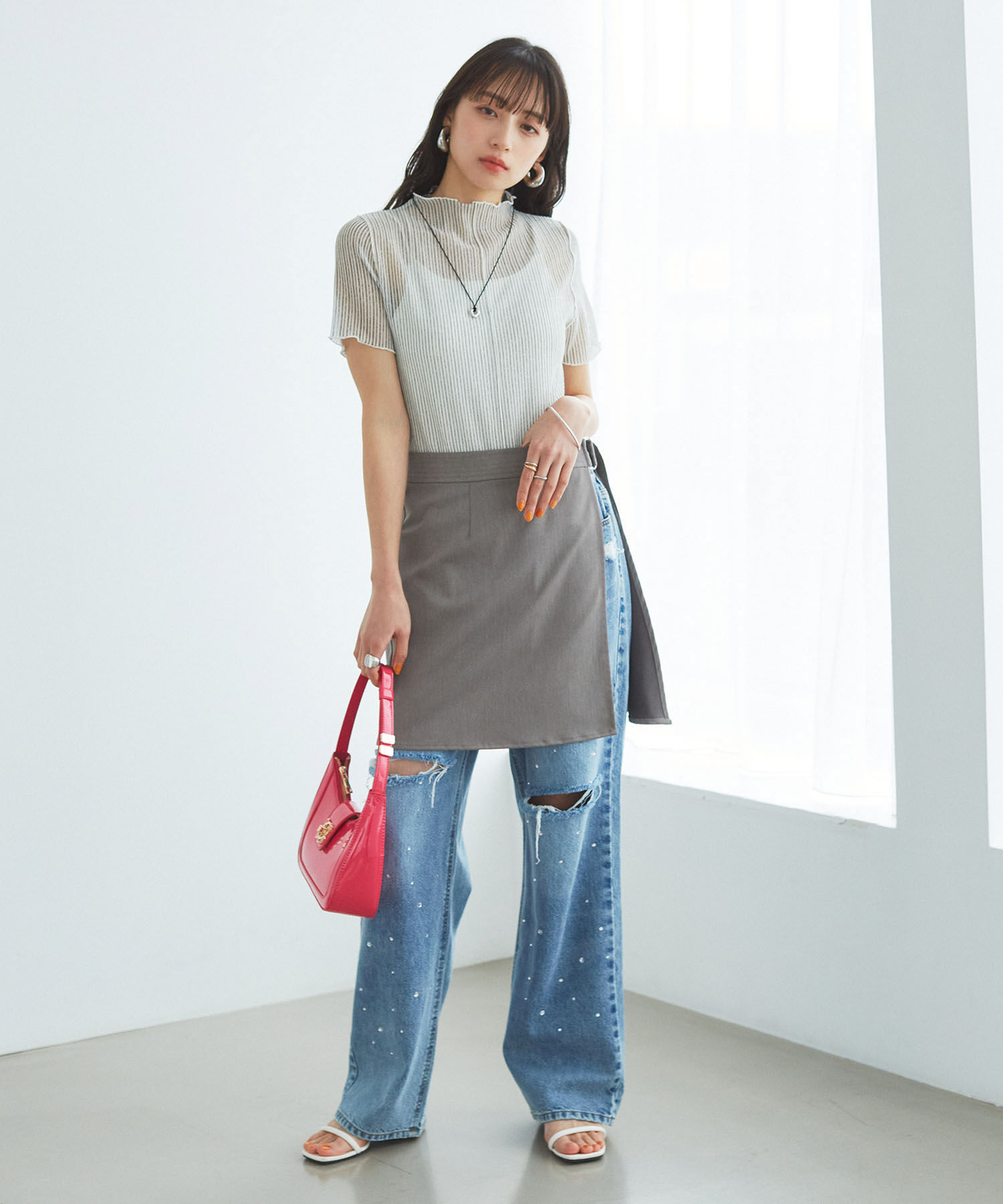 VIS「【洗える】シアーラッセルカットソー」|Tシャツ・カットソー|