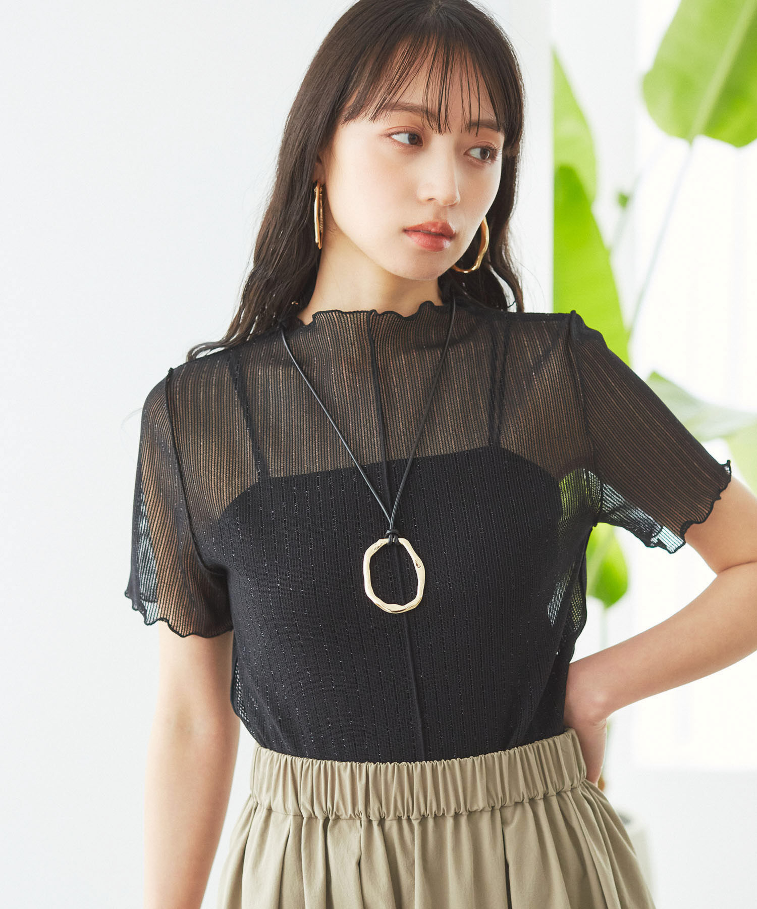 VIS「【洗える】シアーラッセルカットソー」|Tシャツ・カットソー|