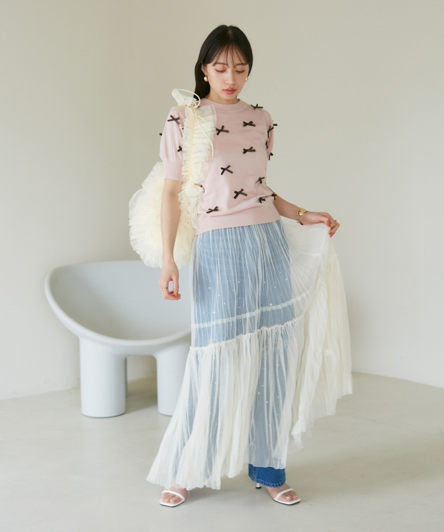 VIS「【2WAY】チュールプリーツスカート【洗える】」|スカート|