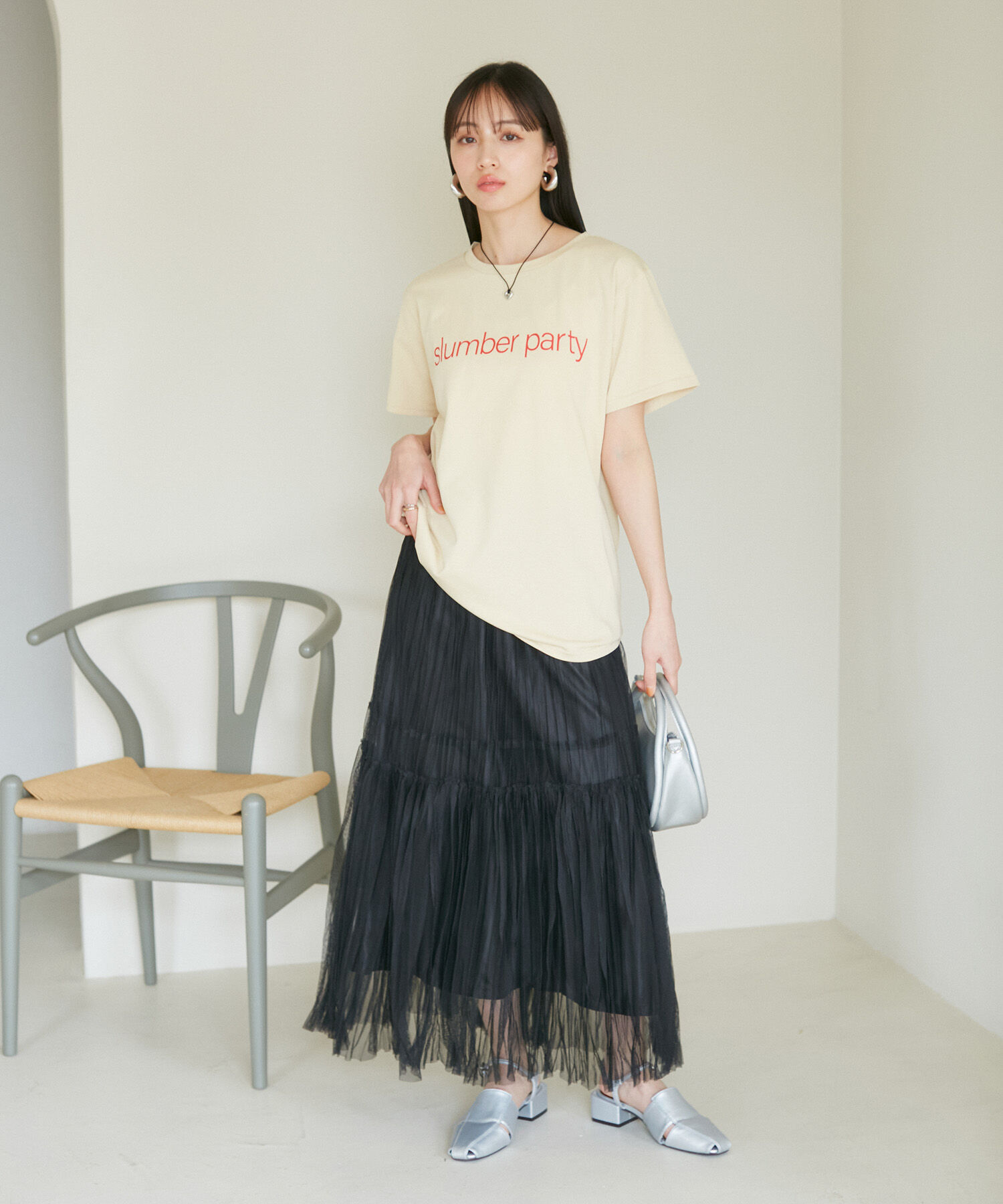 VIS「【2WAY】チュールプリーツスカート【洗える】」|スカート|