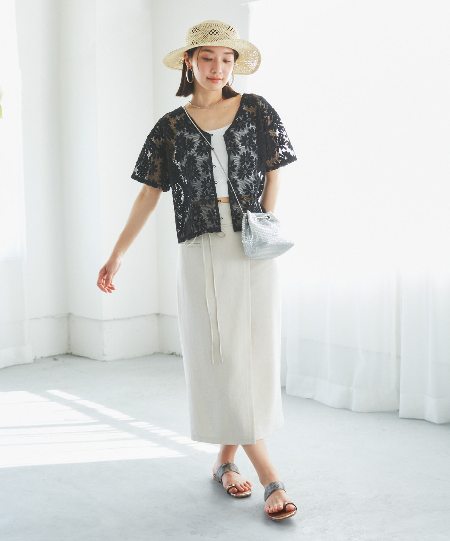 VIS「【前後2WAY】フラワーレースブラウス【洗える】」|シャツ・ブラウス|