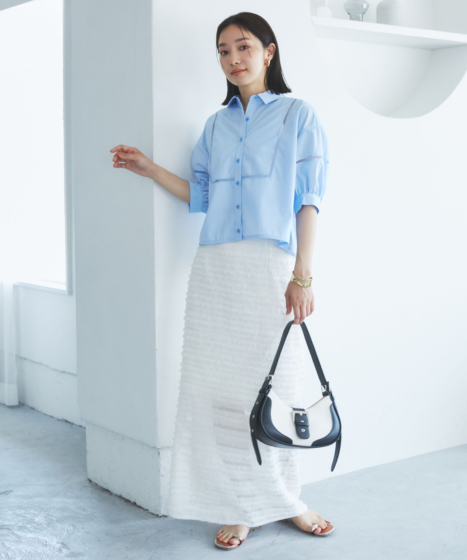 VIS「【洗える】フリンジジャガードスリット入りロングスカート」|スカート|