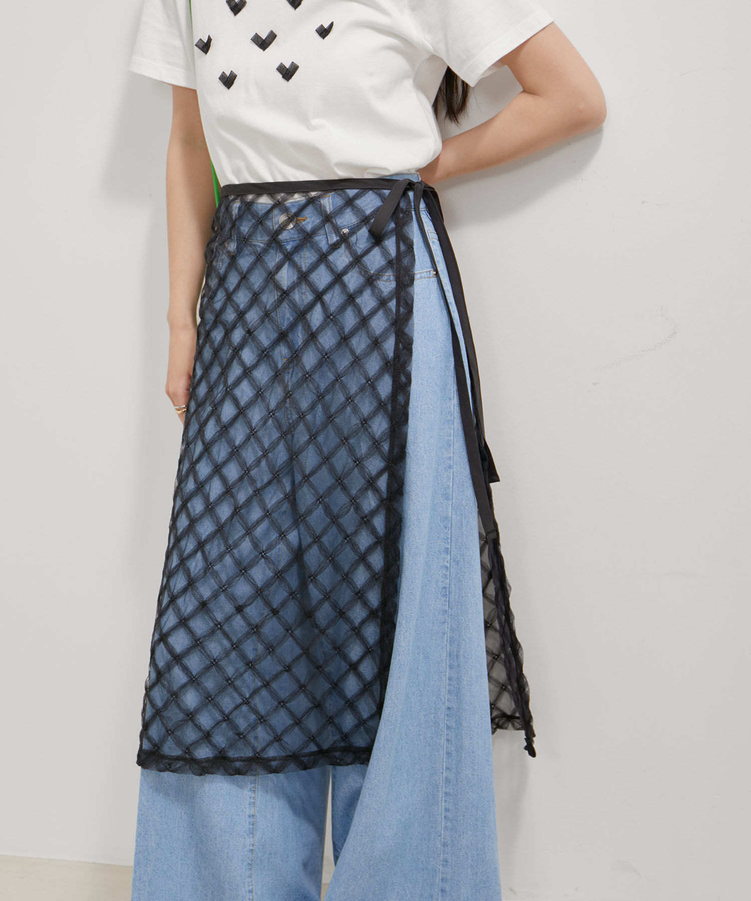 VIS「【WEB/一部店舗限定】アソートレースオーバーラップスカート」|スカート|