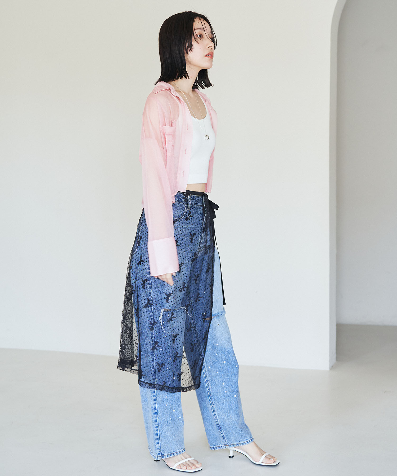 VIS「【WEB/一部店舗限定】アソートレースオーバーラップスカート」|スカート|