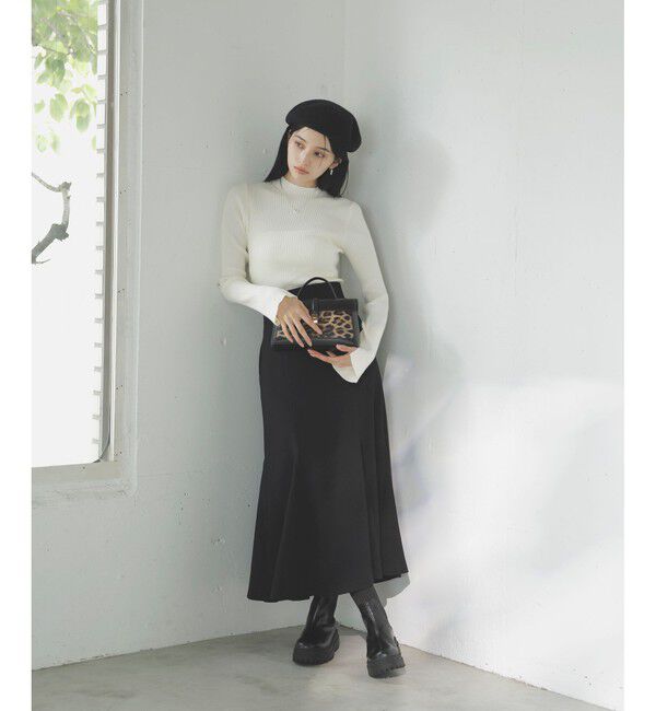 VIS「【新色追加】リブニットプチハイネックプルオーバー【低身長向けサイズ有】」|ニット・セーター|