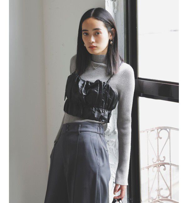 VIS「【新色追加】リブニットプチハイネックプルオーバー【低身長向けサイズ有】」|ニット・セーター|