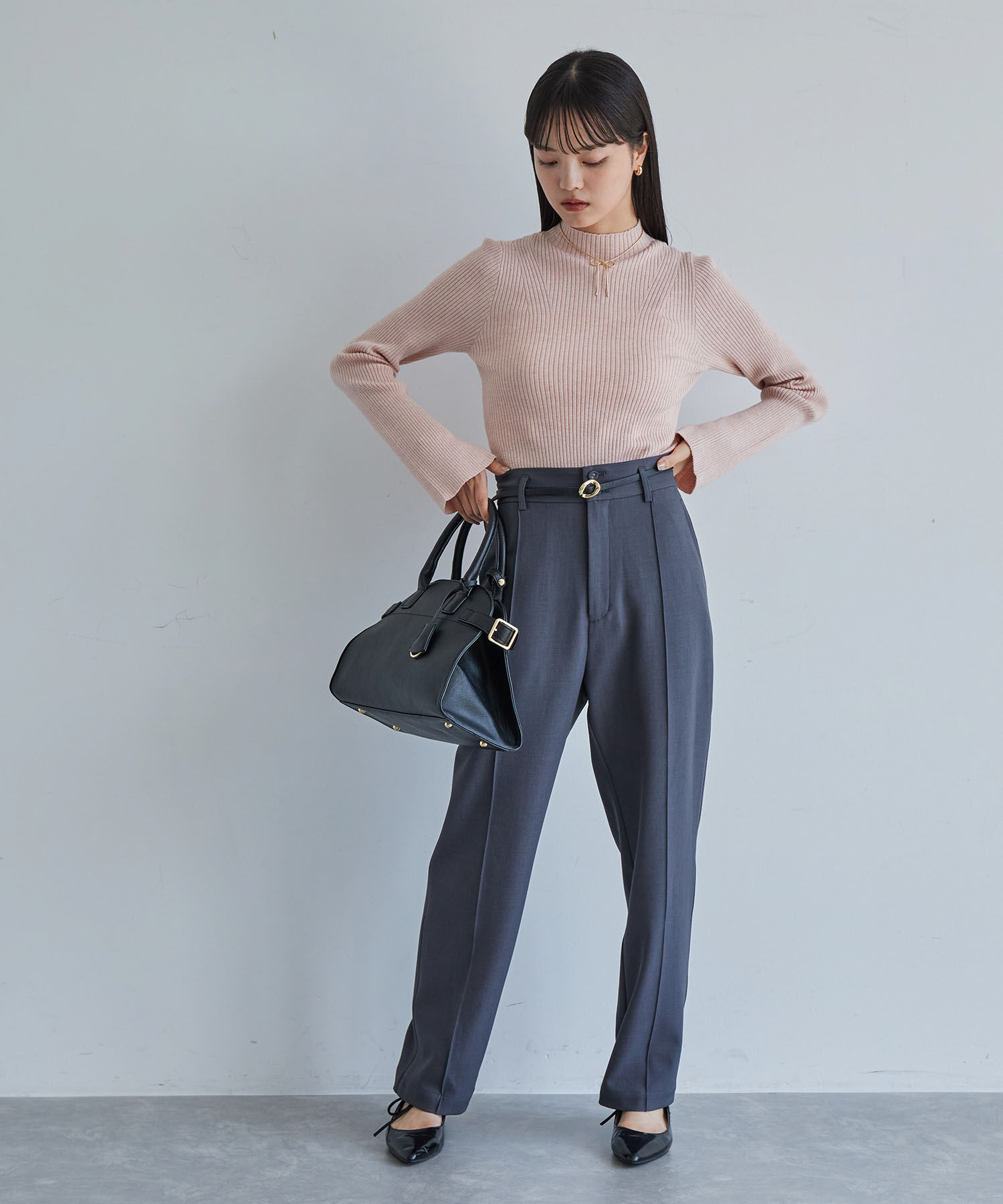 VIS「【新色追加】リブニットプチハイネックプルオーバー【低身長向けサイズ有】」|ニット・セーター|