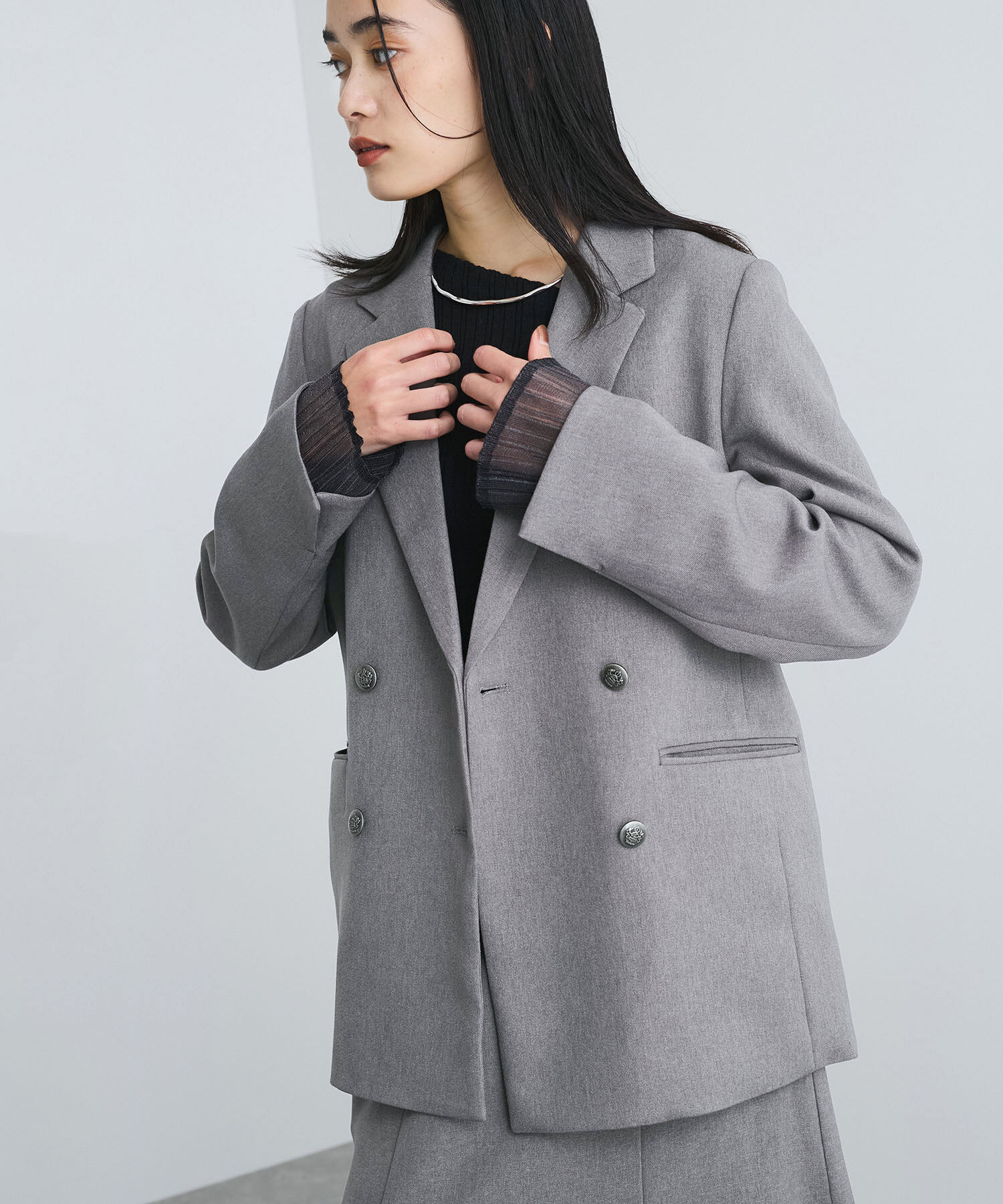 VIS「【美easy】ウーリッシュWブレストテーラードジャケット【洗える】」|テーラードジャケット|グレー(07)