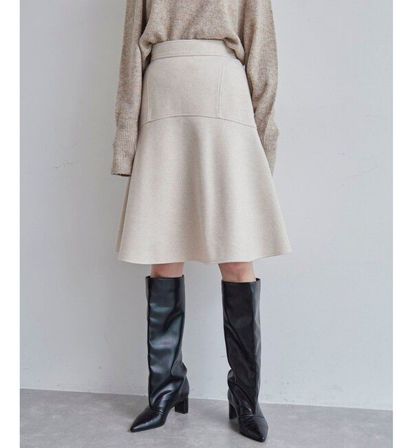 VIS「【洗える】ジャージメルトンニーレングスセミフレアスカート」|スカート|ベージュサブ