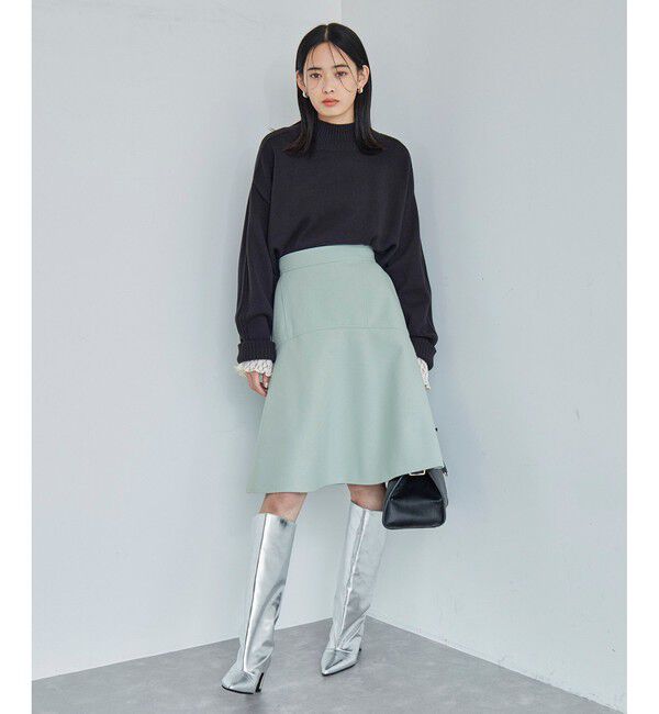 VIS「【洗える】ジャージメルトンニーレングスセミフレアスカート」|スカート|