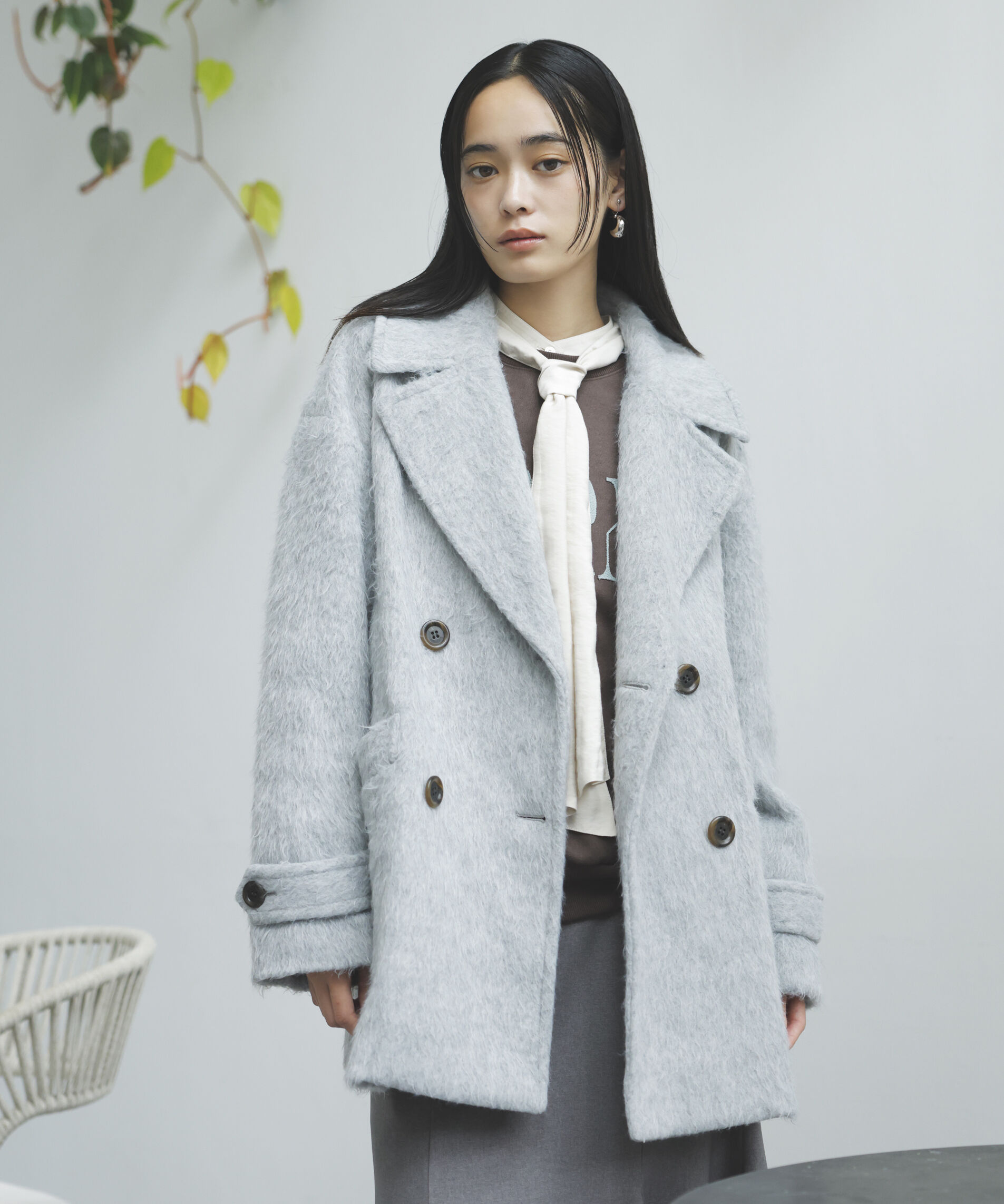 VIS「シャギーミディ丈Pコート」|ピーコート|