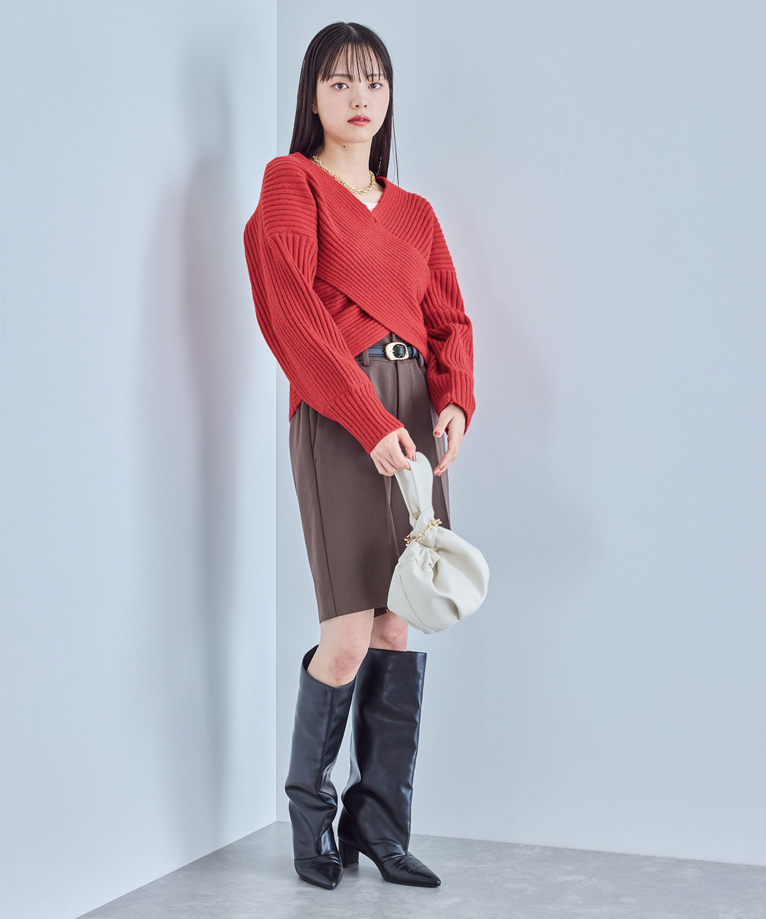 VIS「ふんわりカシュクールニットプルオーバー」|ニット・セーター|