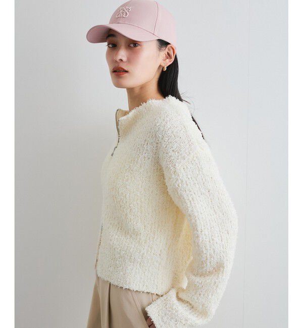 VIS「リボンヤーンジップリブネックカーディガン」|カーディガン|