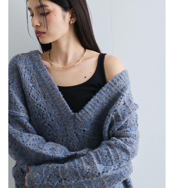VIS「ミックスカラー深Vネックニット」|ニット・セーター|
