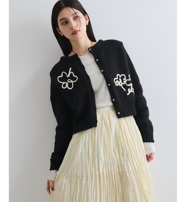 VIS「【WEB限定】刺繍フラワーカーディガン」|カーディガン|
