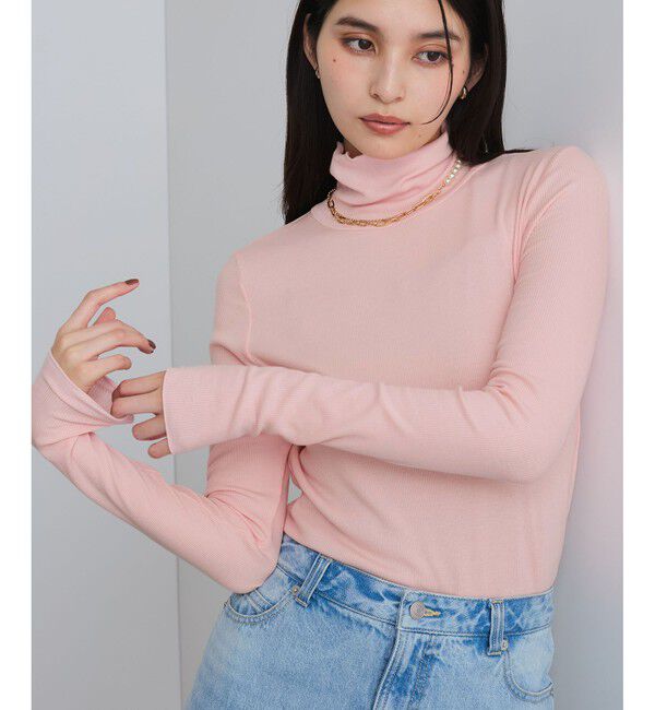 VIS「【静電気防止/洗える 】ハイネック裏起毛テレコカットソー」|Tシャツ・カットソー|ピンク