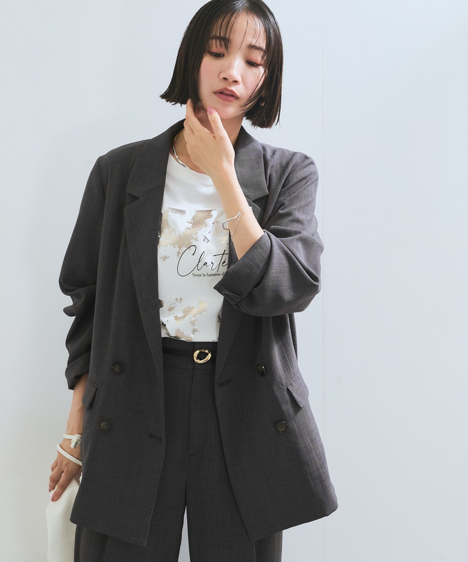 VIS「【美easy】リネンライクリラックスジャケット【接触冷感/洗える】【セットアップ対応】」|テーラードジャケット|