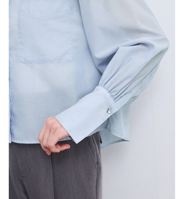 VIS「【防シワ/接触冷感/洗える】ボリュームスリーブショート丈シアーシャツ」|シャツ・ブラウス|