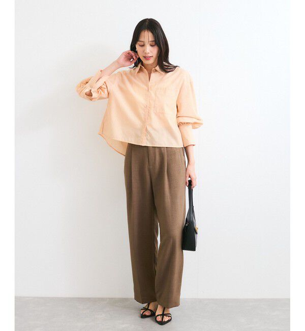 VIS「【防シワ/接触冷感/洗える】ボリュームスリーブショート丈シアーシャツ」|シャツ・ブラウス|