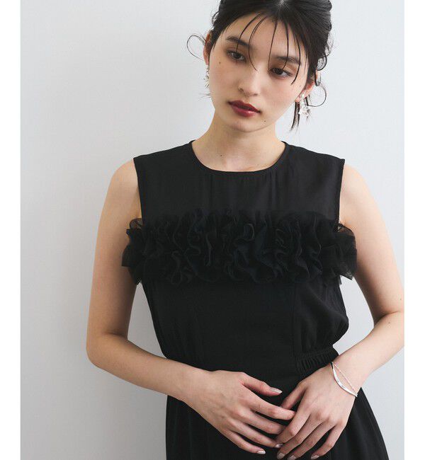 VIS「【VIS DRESS】チュールフラワードッキングワンピース」|ワンピース|