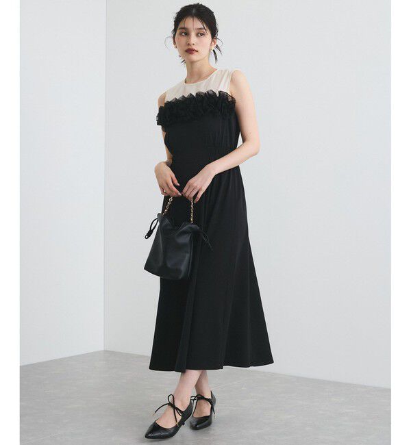 VIS「【VIS DRESS】チュールフラワードッキングワンピース」|ワンピース|