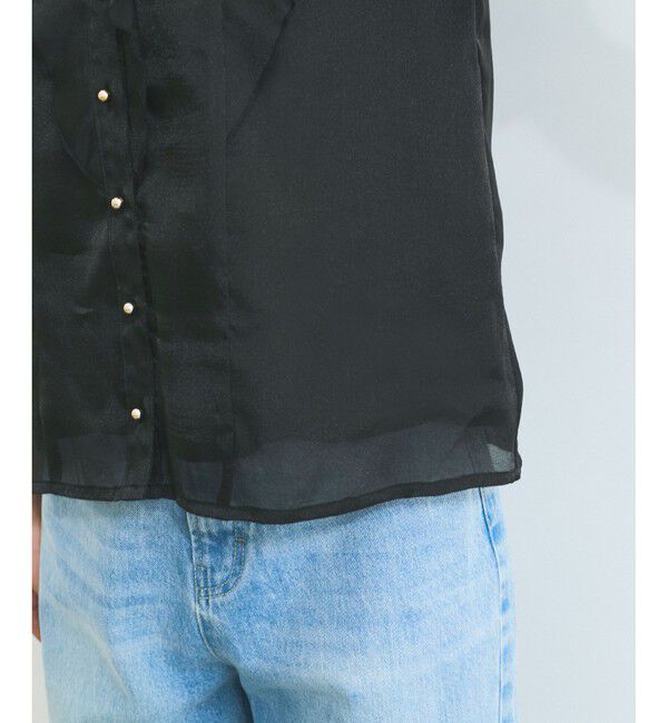 VIS「【洗える】シアーラッフル半袖ブラウス」|シャツ・ブラウス|