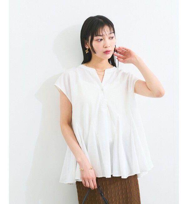 VIS「【防シワ/洗える】スキッパーフレアブラウス」|シャツ・ブラウス|