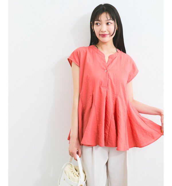 VIS「【防シワ/洗える】スキッパーフレアブラウス」|シャツ・ブラウス|