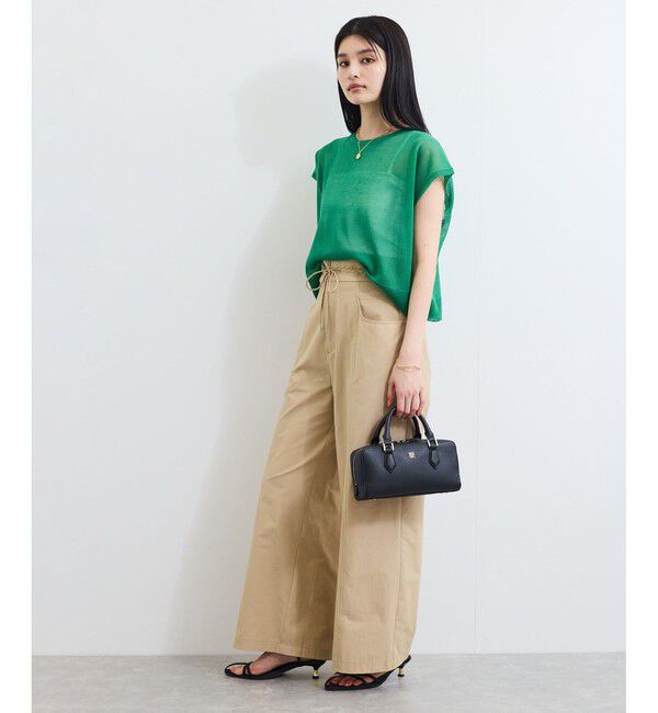 VIS「【接触冷感/洗える】ドロストワイドパンツ」|チノ|