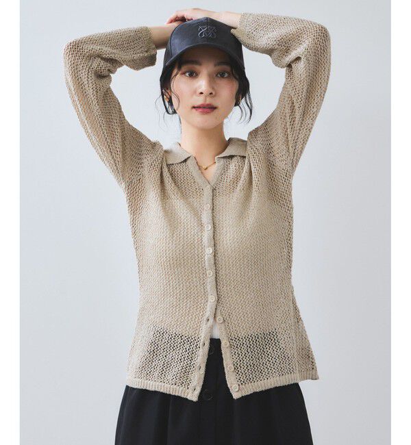 VIS「【WEB/一部店舗限定】配色ラメポロ襟カーディガン/美シルエット」|カーディガン|