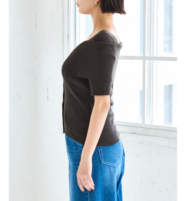 VIS「ビックカラーオフショルハーフスリーブニット」|ニット・セーター|