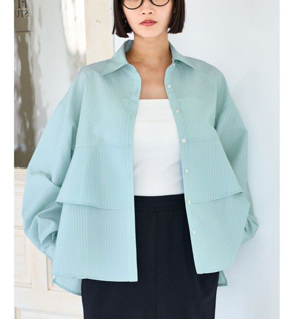 VIS「裾ティアードオーバーシャツ/UVケア・イージーケア」|シャツ・ブラウス|