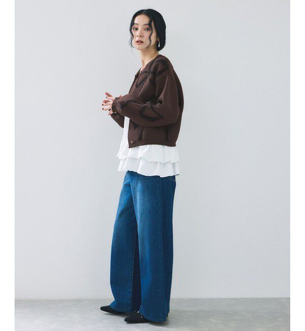 VIS「リボンモチーフジャガードカーディガン/イージーケア」|カーディガン|