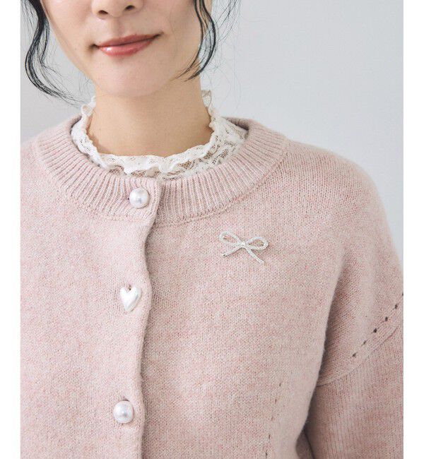 VIS「ハートアソートパール釦ラメミックスカーディガン/イージーケア・一部WEB限定カラー」|カーディガン|