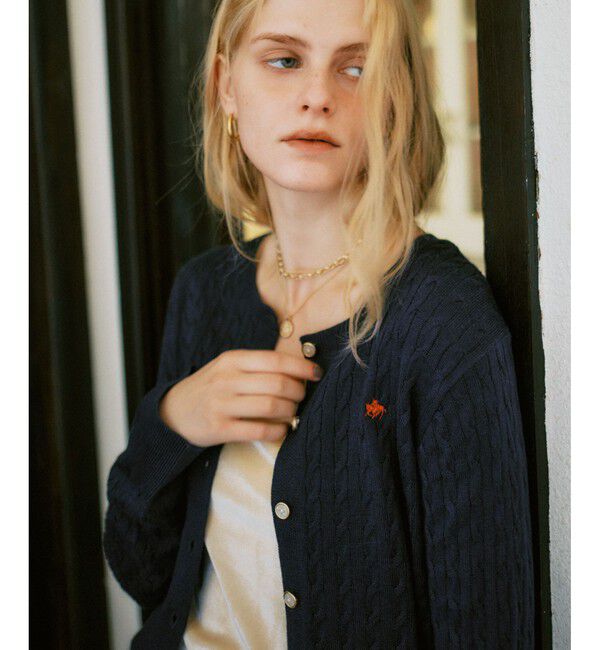 VIS「【POLO BCS】VIS別注ミニケーブルノーカラーニットカーディガン」|カーディガン|