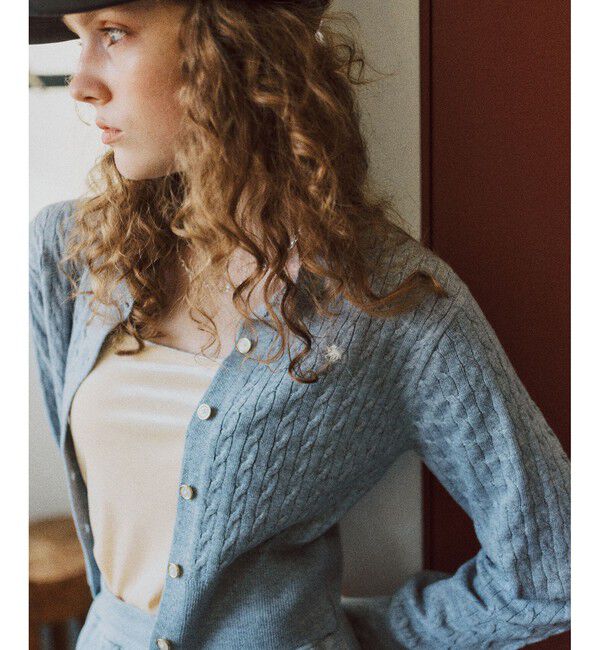 VIS「【POLO BCS】VIS別注ミニケーブルノーカラーニットカーディガン」|カーディガン|