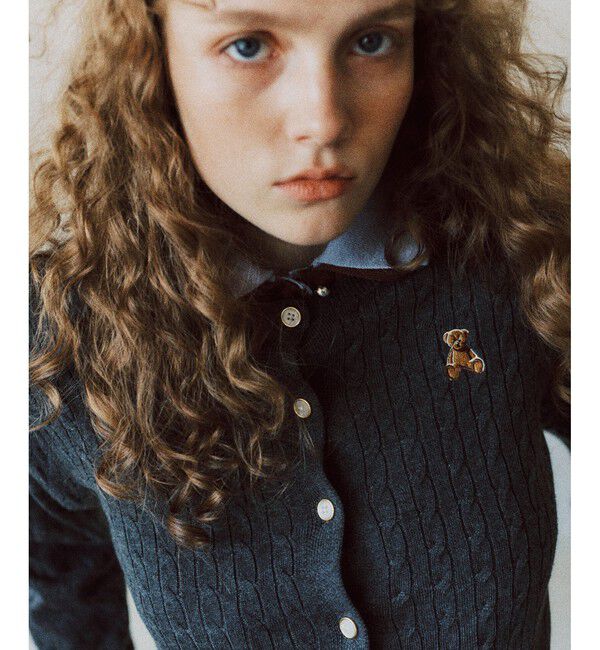 VIS「【POLO BCS】VIS別注ミニケーブルノーカラーニットカーディガン」|カーディガン|