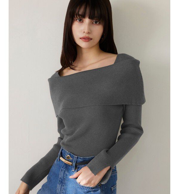VIS「オフショルダーモチモチリブニット」|ニット・セーター|