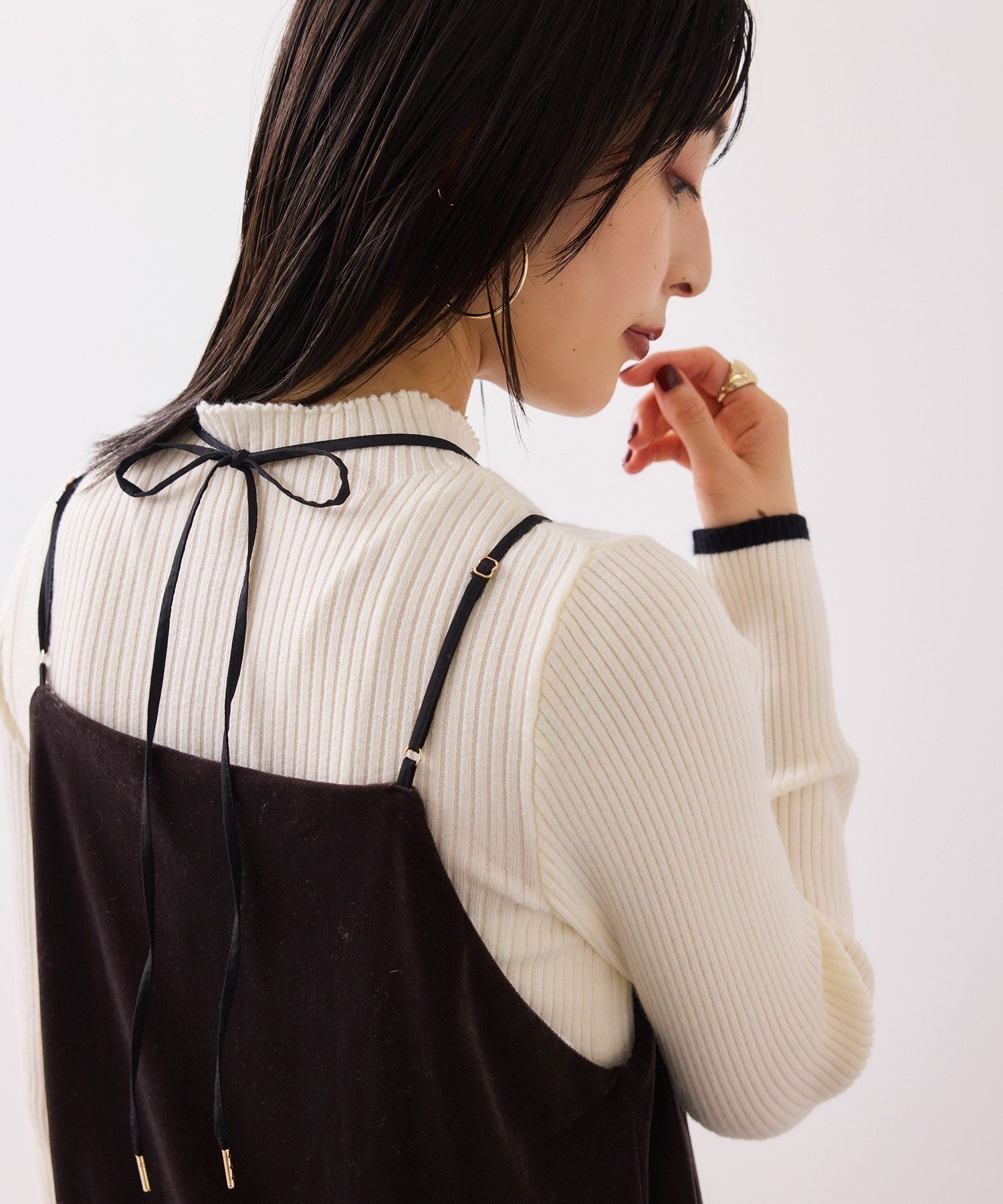 VIS「刺繍アソートベロアキャミワンピース/2WAY」|ワンピース|