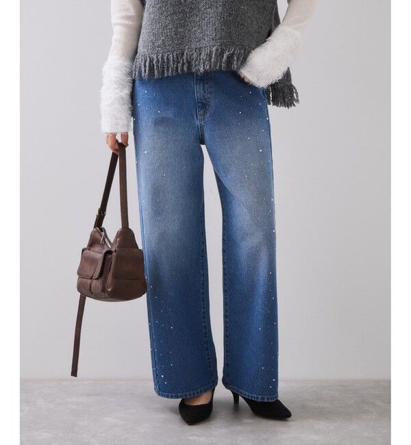 VIS「ビジューデニムパンツ」|デニム|