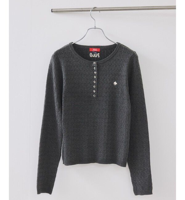 VIS「【POLO BCS】VIS別注ヘンリーネックミニケーブルニットトップス」|ニット・セーター|