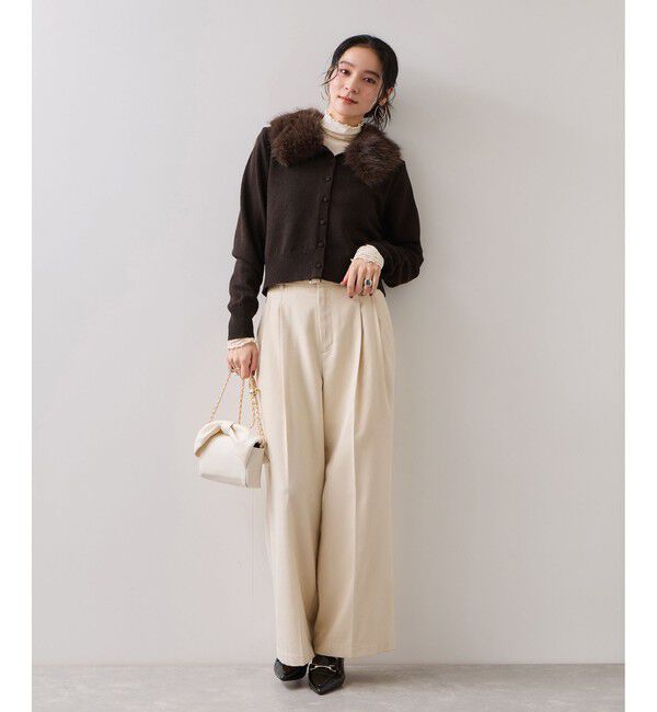 VIS「衿ファー取り外しカーディガン」|カーディガン|