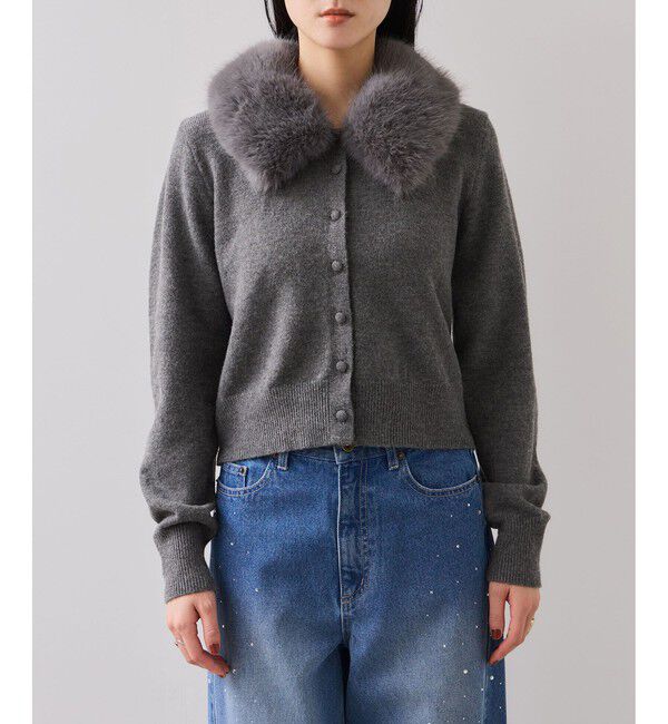 VIS「衿ファー取り外しカーディガン」|カーディガン|
