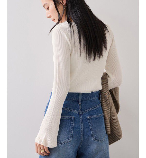 VIS「袖口レース編みニットプルオーバー」|ニット・セーター|