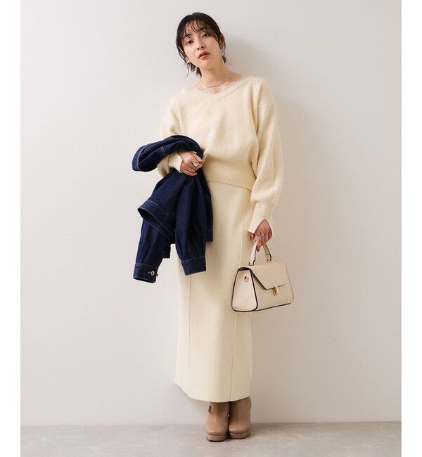 VIS「Vネックレースニットプルオーバー」|ニット・セーター|