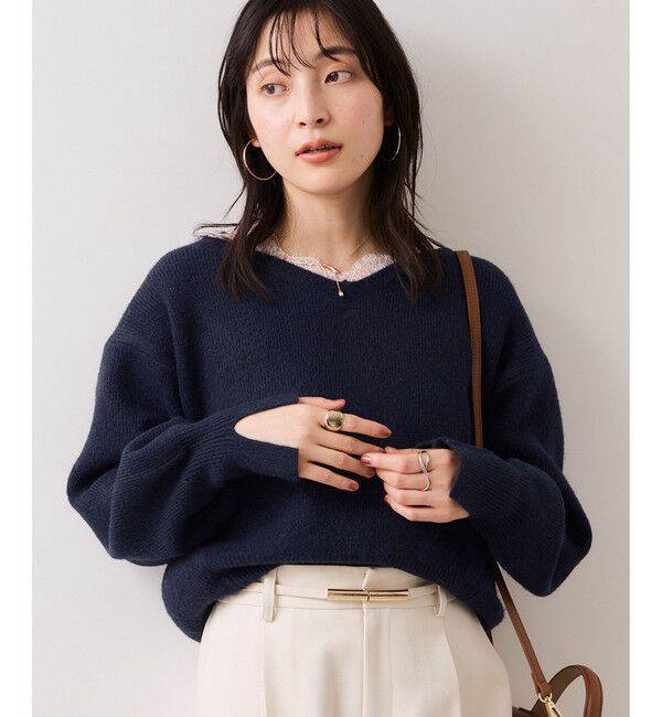 VIS「Vネックレースニットプルオーバー」|ニット・セーター|