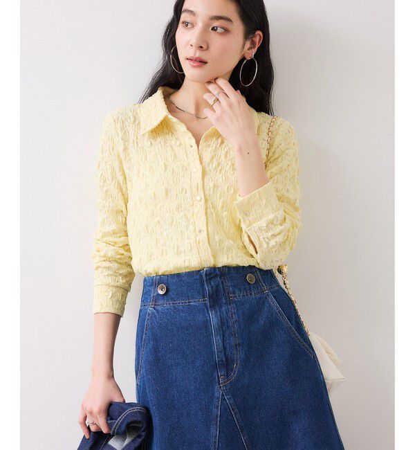 VIS「ストレッチレースジャガード衿付きカーディガン」|カーディガン|