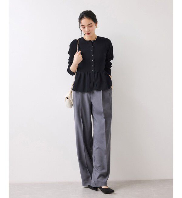 VIS「ペプラムニットカーディガン/イージーケア」|カーディガン|